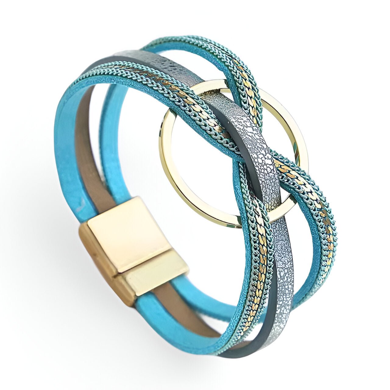 Bracelet multi - rangs, anneau central délicat, pour femme, modèle Kloa - La Boutique du Bracelet