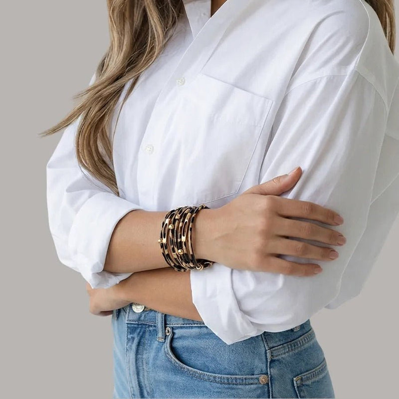 Mehrreihiges Armband im Leopardenstil für Damen, Modell Baghera