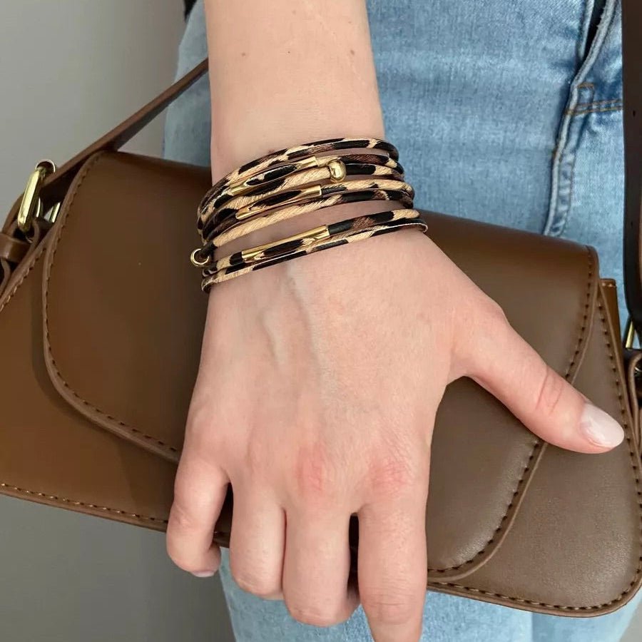 Mehrreihiges Armband im Leopardenstil für Damen, Modell Baghera