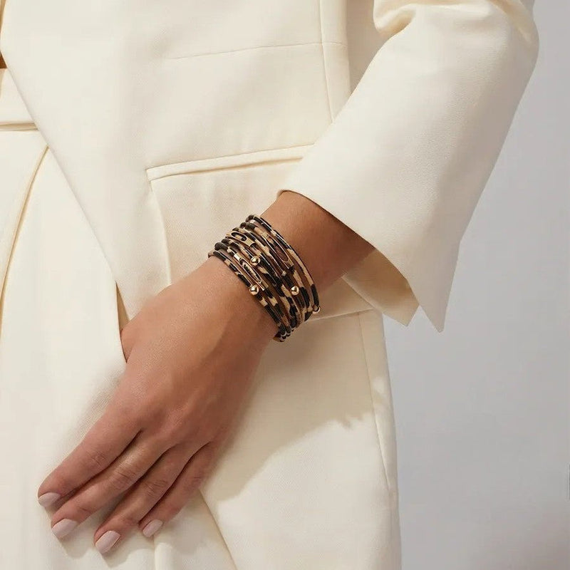 Mehrreihiges Armband im Leopardenstil für Damen, Modell Baghera