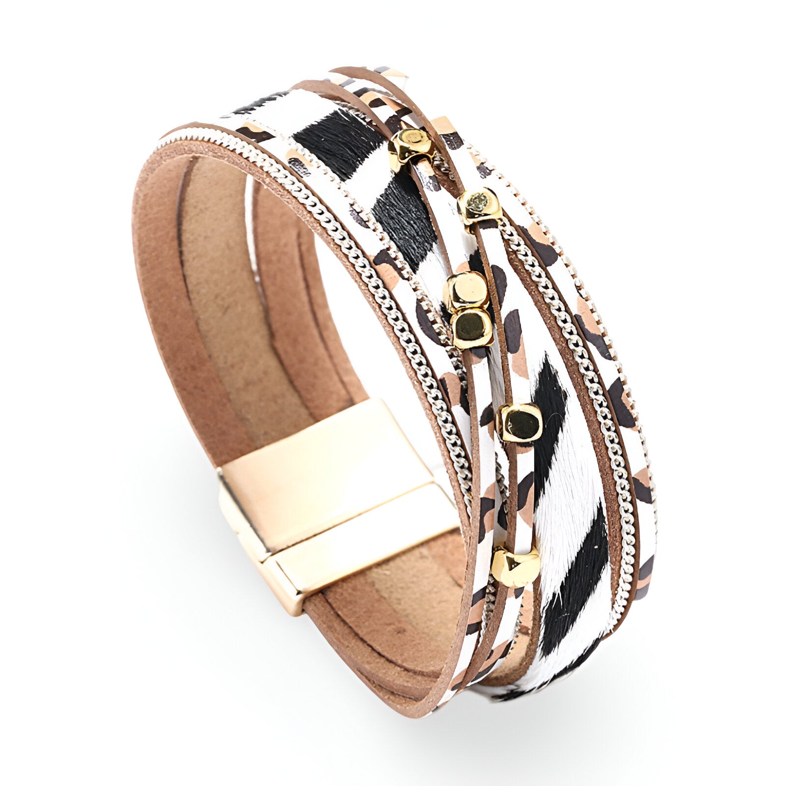 Bracelet multi - rangs, au style léopard, pour femme, modèle Piana - La Boutique du Bracelet