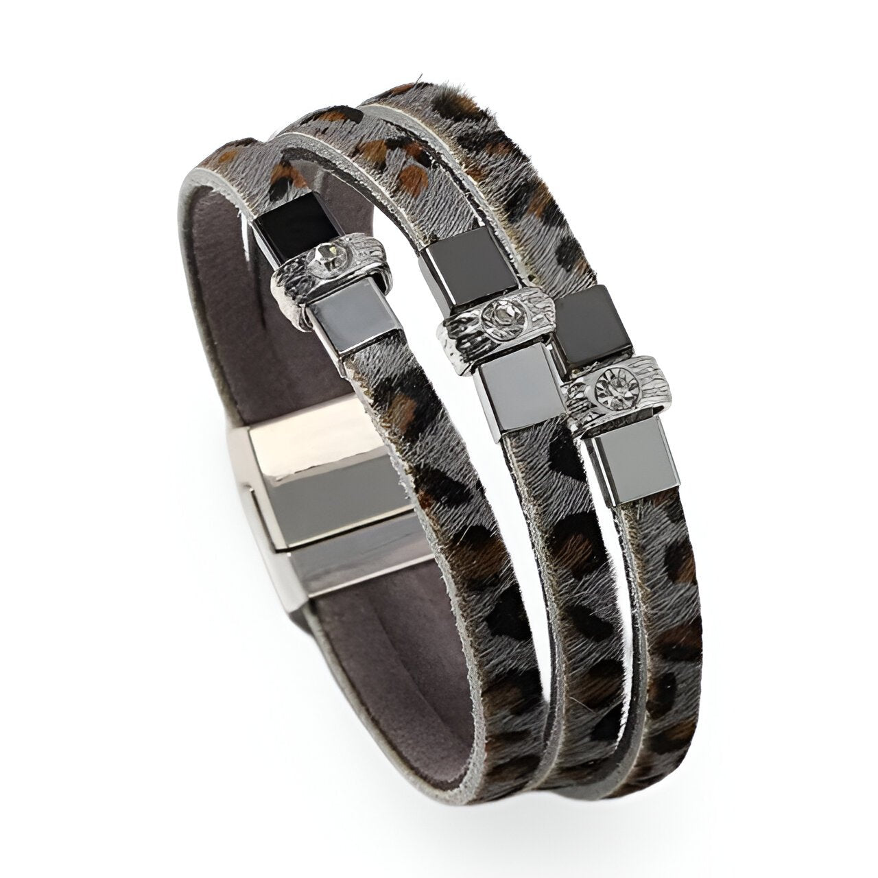 Bracelet multi - rangs, au style léopard scintillant, pour femme, modèle Samira - La Boutique du Bracelet