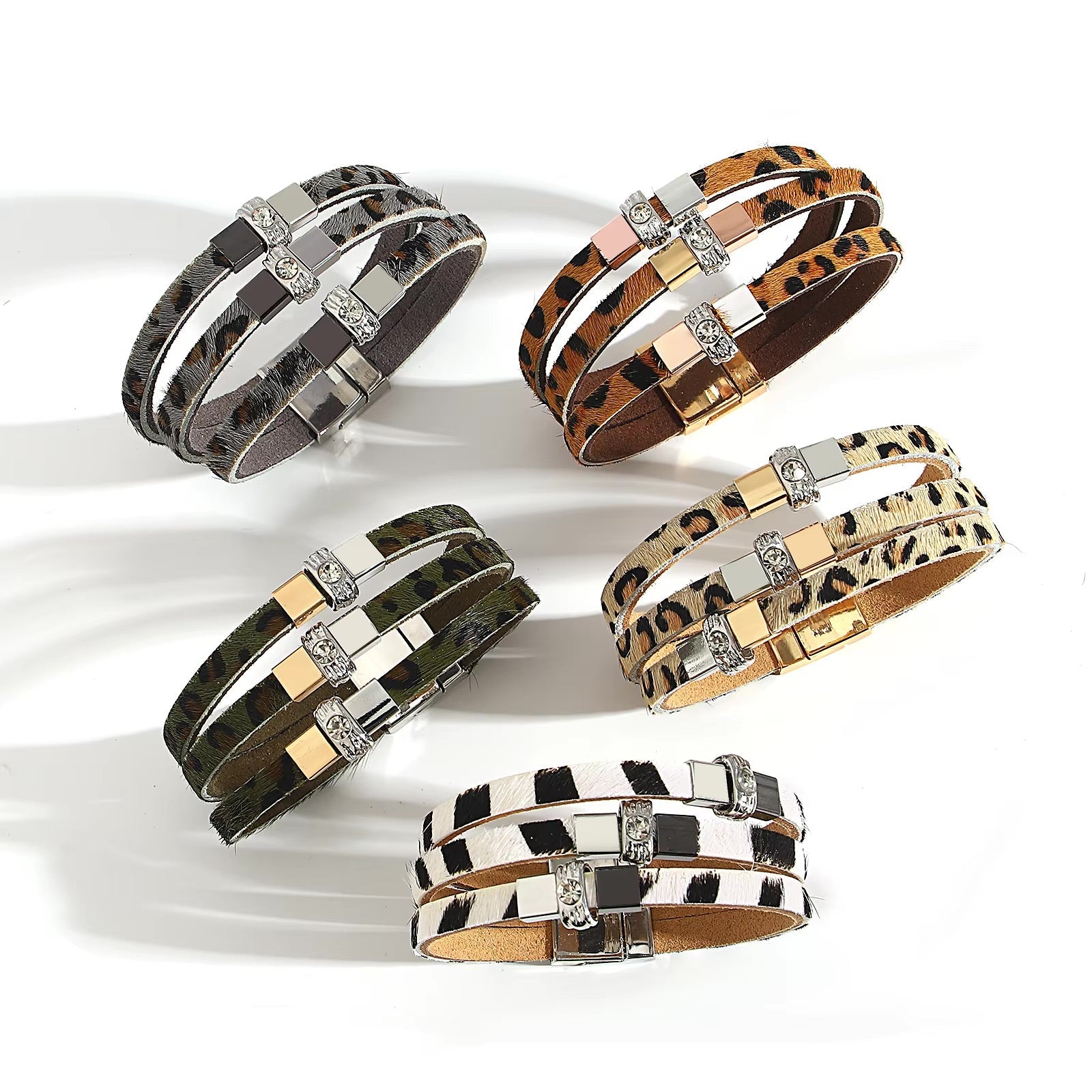 Bracelet multi - rangs, au style léopard scintillant, pour femme, modèle Samira - La Boutique du Bracelet