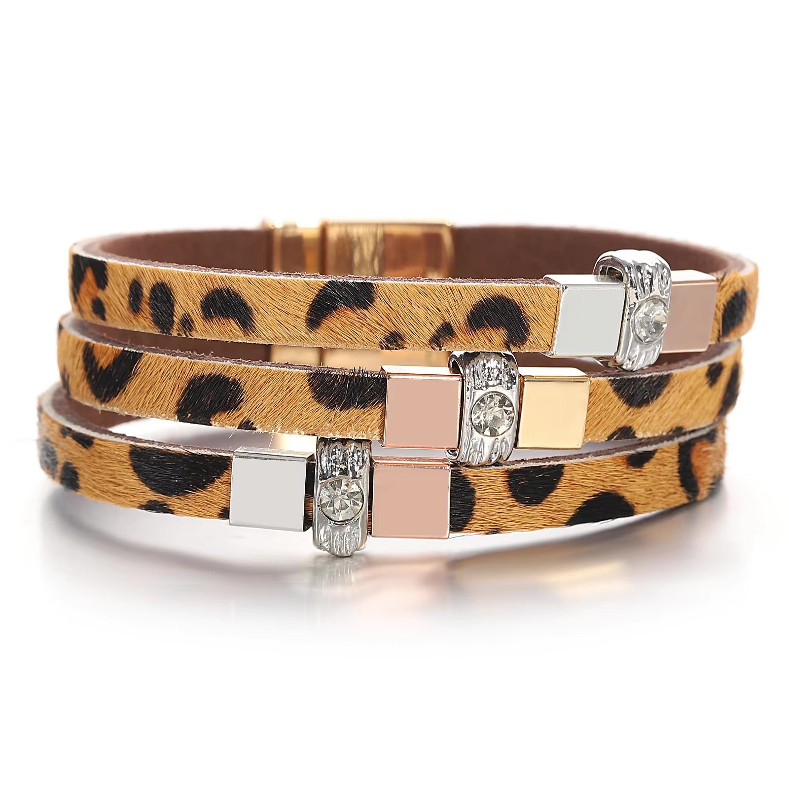 Bracelet multi - rangs, au style léopard scintillant, pour femme, modèle Samira - La Boutique du Bracelet