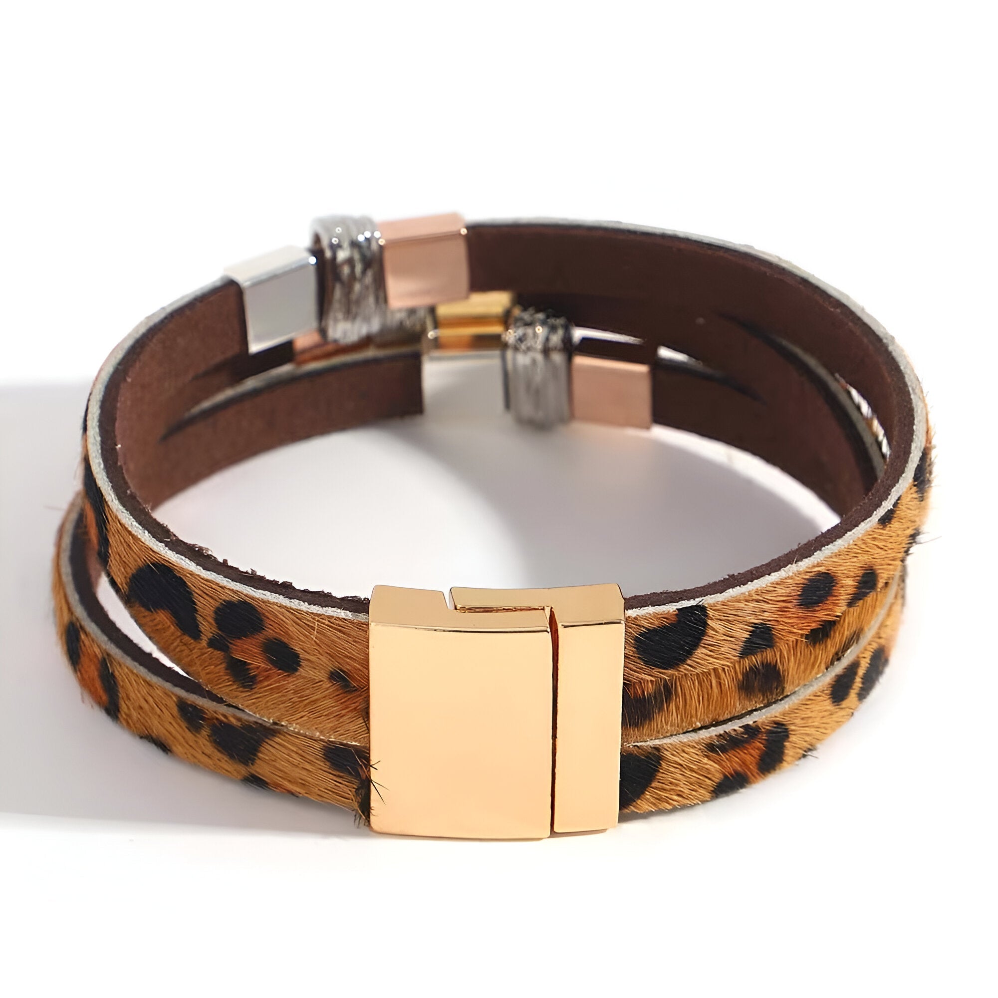 Bracelet multi - rangs, au style léopard scintillant, pour femme, modèle Samira - La Boutique du Bracelet