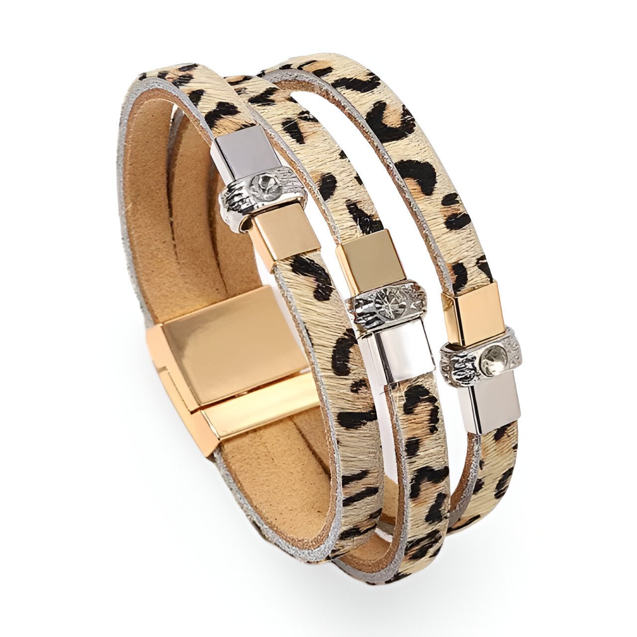 Bracelet multi - rangs, au style léopard scintillant, pour femme, modèle Samira - La Boutique du Bracelet