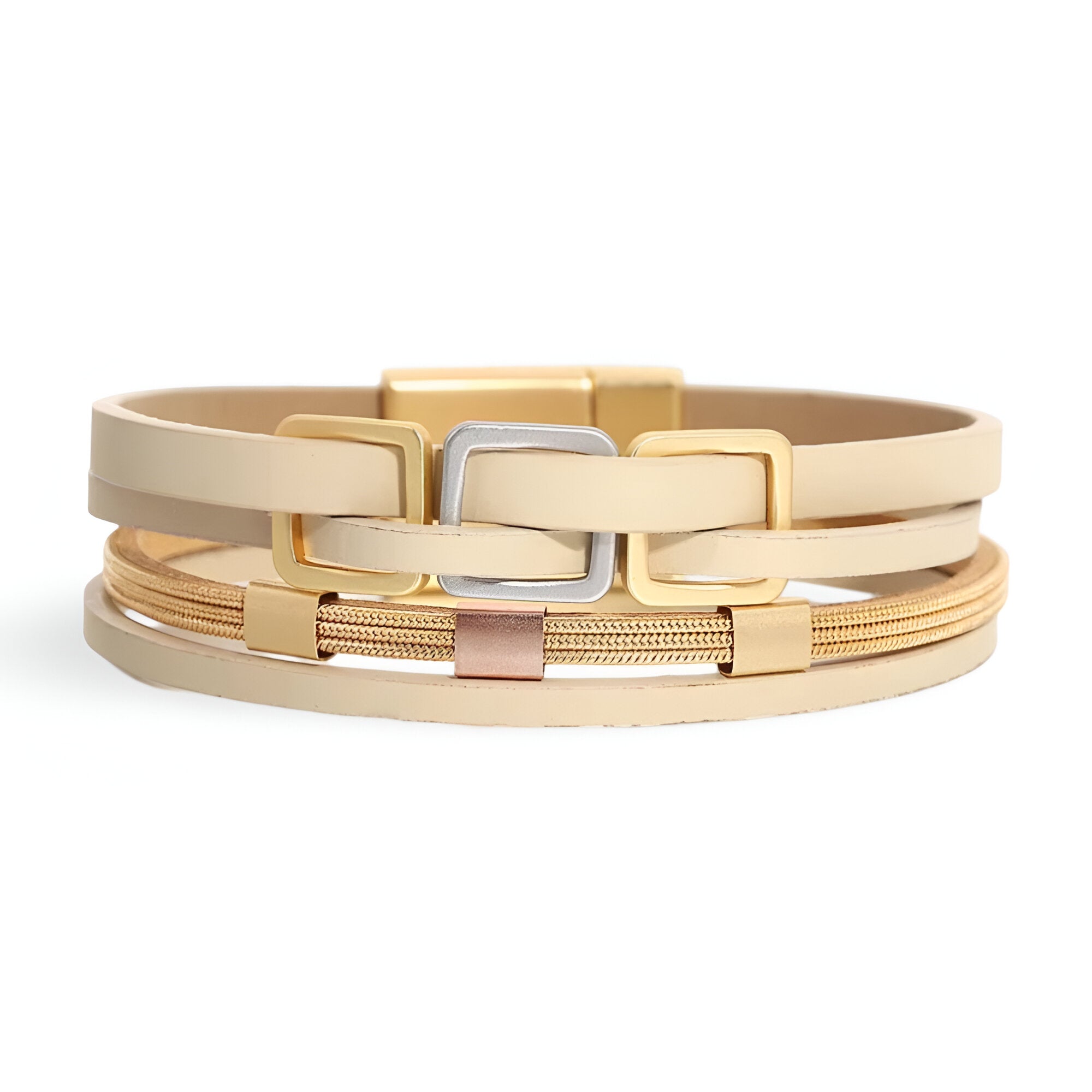 Bracelet multi - rangs, aux détails carrés, pour femme, modèle Zoana - La Boutique du Bracelet