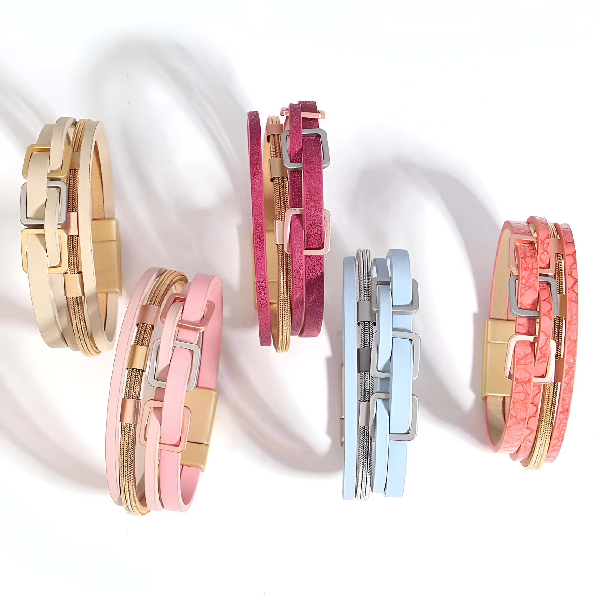 Bracelet multi - rangs, aux détails carrés, pour femme, modèle Zoana - La Boutique du Bracelet