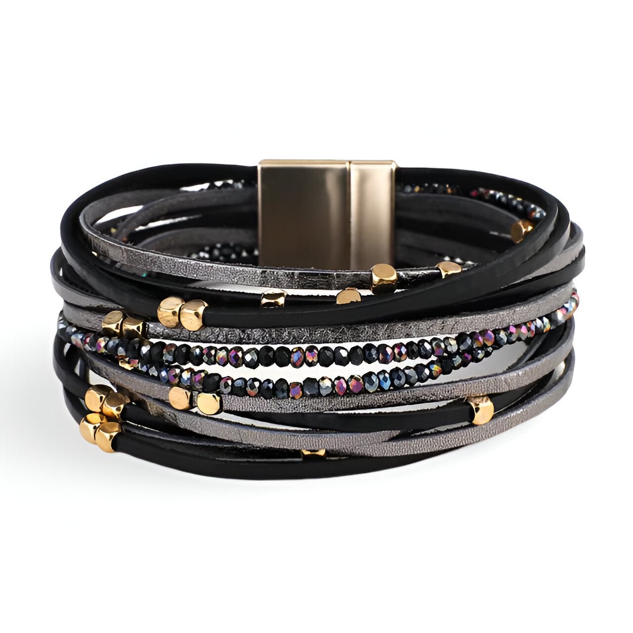 Bracelet multi - rangs, aux détails métalliques, pour femme, modèle Prométhée - La Boutique du Bracelet