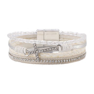 Bracelet multi - rangs, croix chrétienne et strass lumineux, pour femme, modèle Tily - La Boutique du Bracelet
