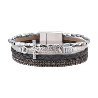 Bracelet multi - rangs, croix chrétienne et strass lumineux, pour femme, modèle Tily - La Boutique du Bracelet