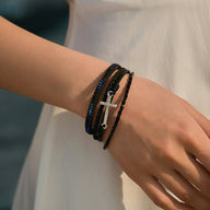 Bracelet multi - rangs, croix chrétienne et strass lumineux, pour femme, modèle Tily - La Boutique du Bracelet