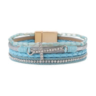 Bracelet multi - rangs, croix chrétienne et strass lumineux, pour femme, modèle Tily - La Boutique du Bracelet