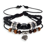 Bracelet multi-rangs, en cuir microfibre, aux multiples détails, pour homme, modèle Elton - La Boutique du Bracelet