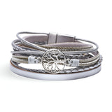 Bracelet multi - rangs en cuir, pour femme, arbre de vie, modèle Via - La Boutique du Bracelet