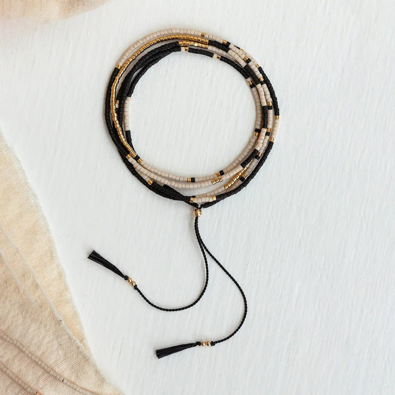 Mehrreihiges Armband aus Miyuki-Perlen, verstellbares Band, 18 Karat vergoldet, elegantes geometrisches Muster, Modell Kidie