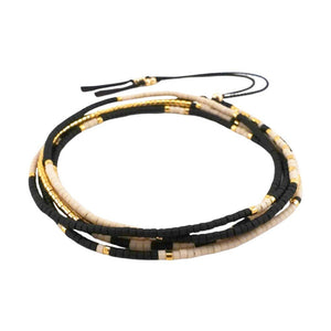 Mehrreihiges Armband aus Miyuki-Perlen, verstellbares Band, 18 Karat vergoldet, elegantes geometrisches Muster, Modell Kidie