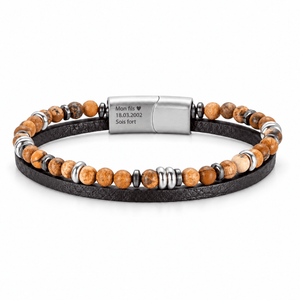 Packshot studio bracelet Jamy Oeil de tigre 2, vue de face sur fond blanc. — gravure source restaurée 8 octobre 2026