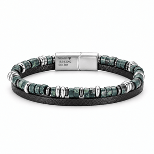 Packshot studio bracelet Jamy Amazonite, vue de face sur fond blanc. — gravure source restaurée 8 octobre 2026