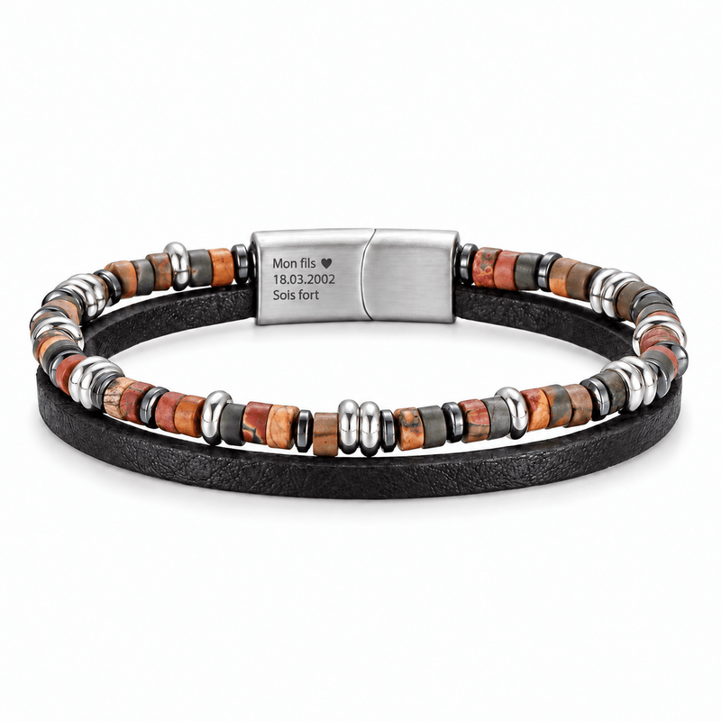 Packshot studio bracelet Jamy Jaspe, vue de face sur fond blanc. — gravure source restaurée 8 octobre 2026