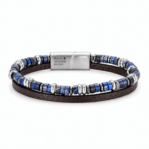 Packshot studio bracelet Jamy Lapis lazuli 1, vue de face sur fond blanc. — gravure source restaurée 8 octobre 2026