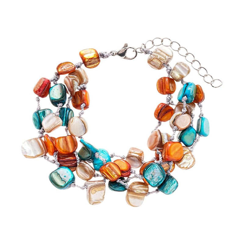 Bracelet multi - rangs, en titane et perles nacrées colorées, modèle Létunia - La Boutique du Bracelet