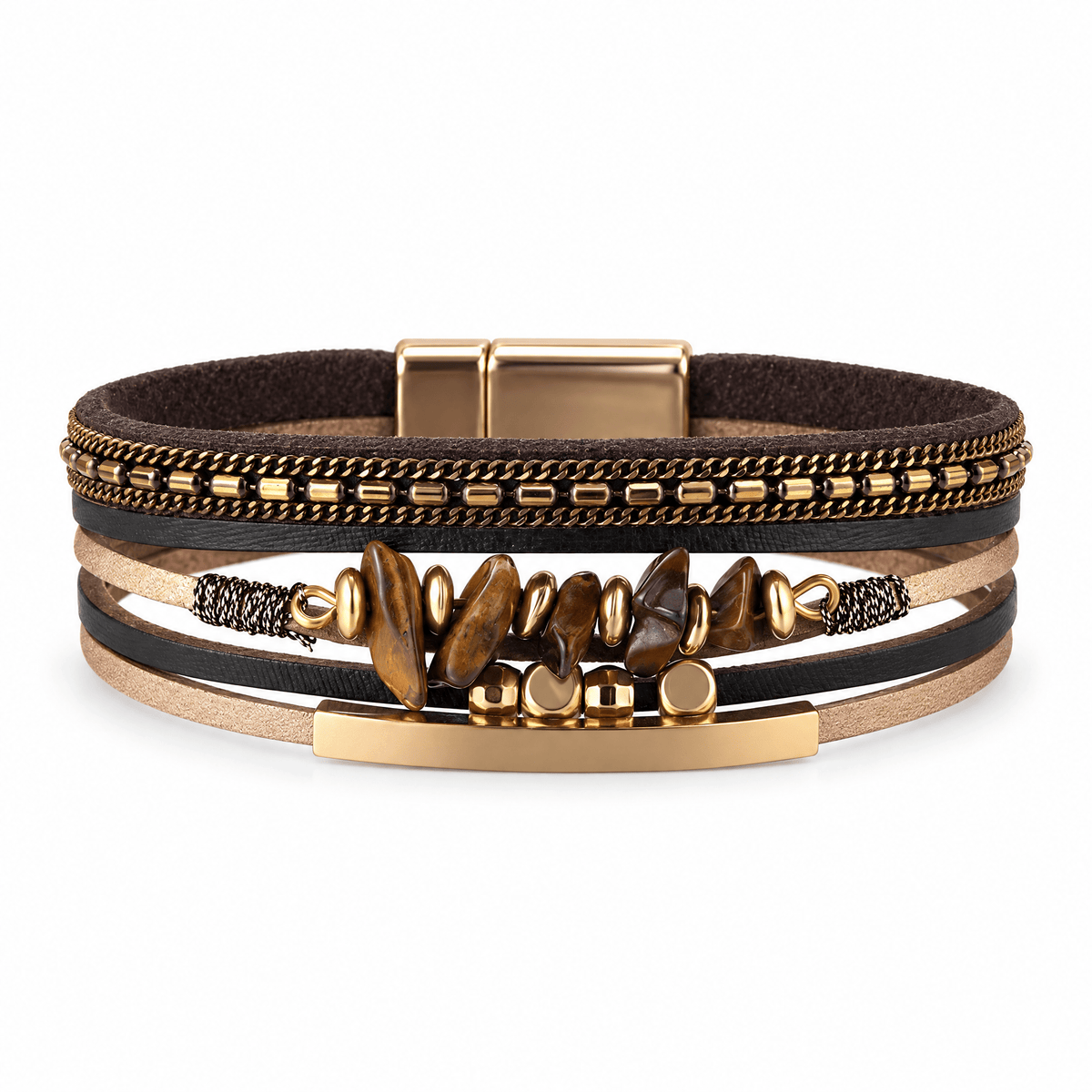 Bracelet Hailey Marron posé de face sur fond blanc