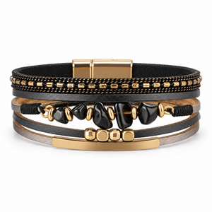 Bracelet Hailey Noir posé de face sur fond blanc