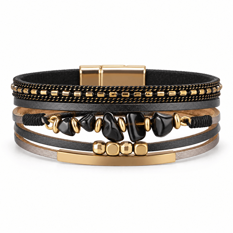 Bracelet Hailey Noir posé de face sur fond blanc