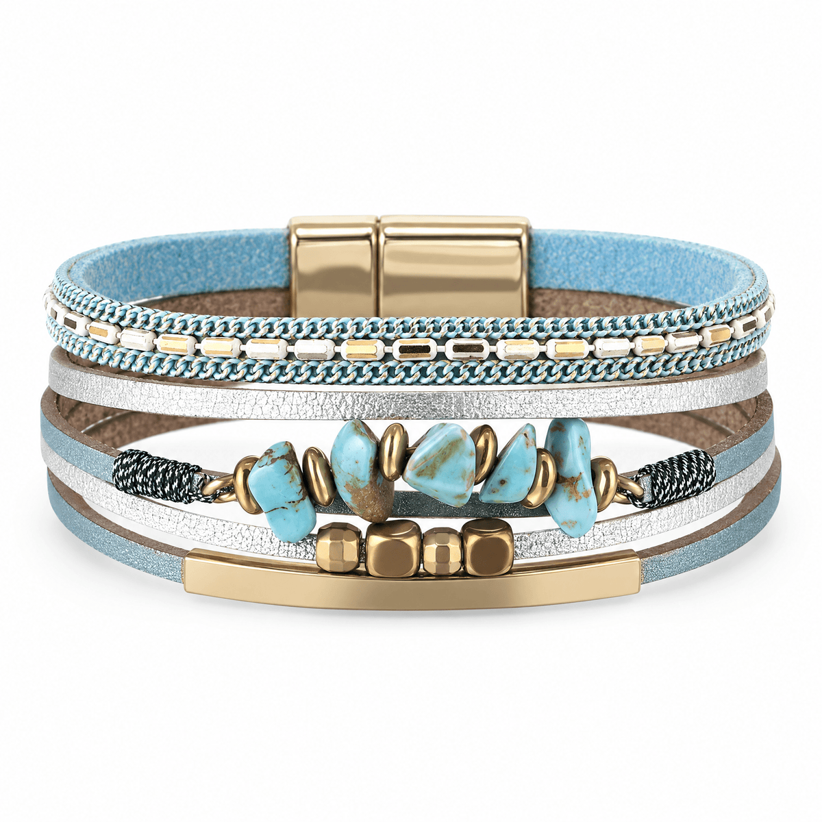 Bracelet Hailey Bleu posé de face sur fond blanc