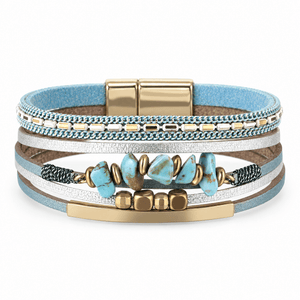 Bracelet Hailey Bleu posé de face sur fond blanc