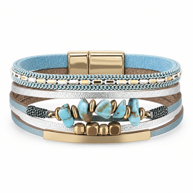 Bracelet Hailey Bleu posé de face sur fond blanc