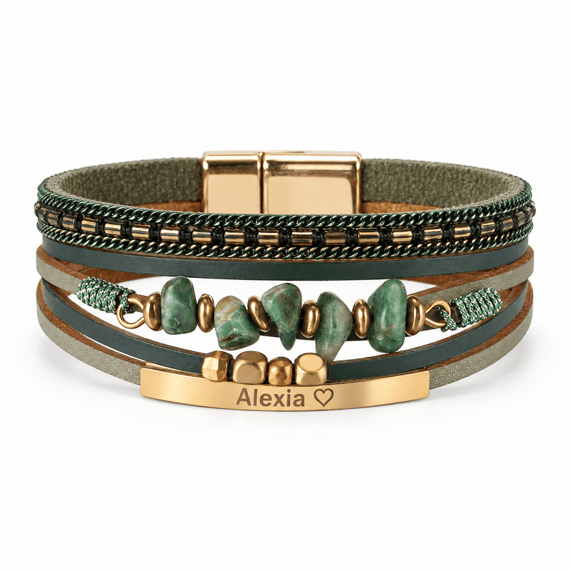Bracelet Hailey Vert posé de face sur fond blanc