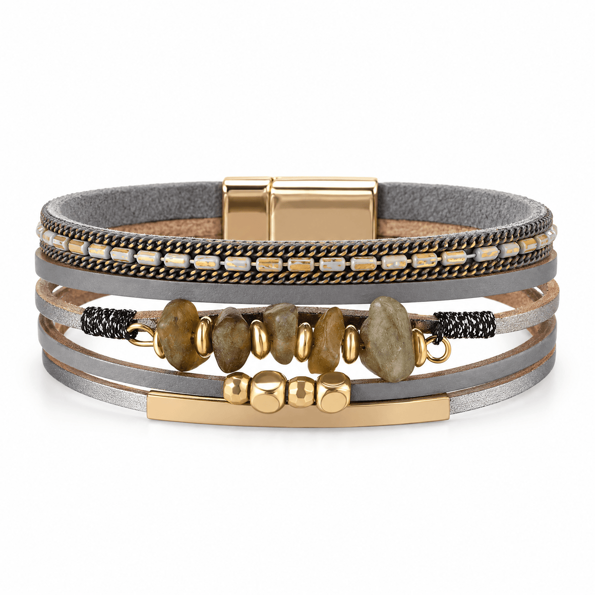 Bracelet Hailey Gris posé de face sur fond blanc