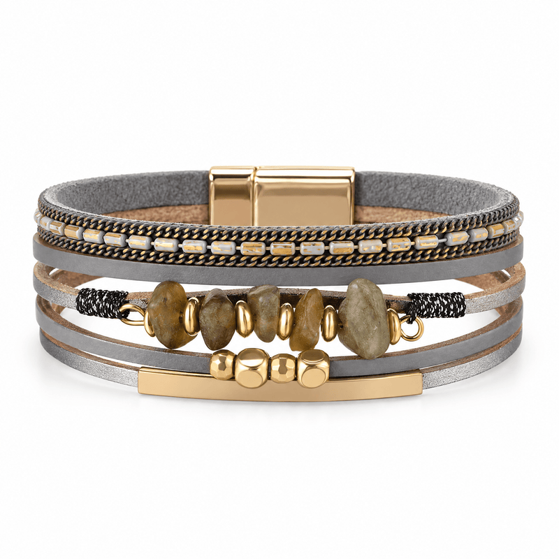 Bracelet Hailey Gris posé de face sur fond blanc