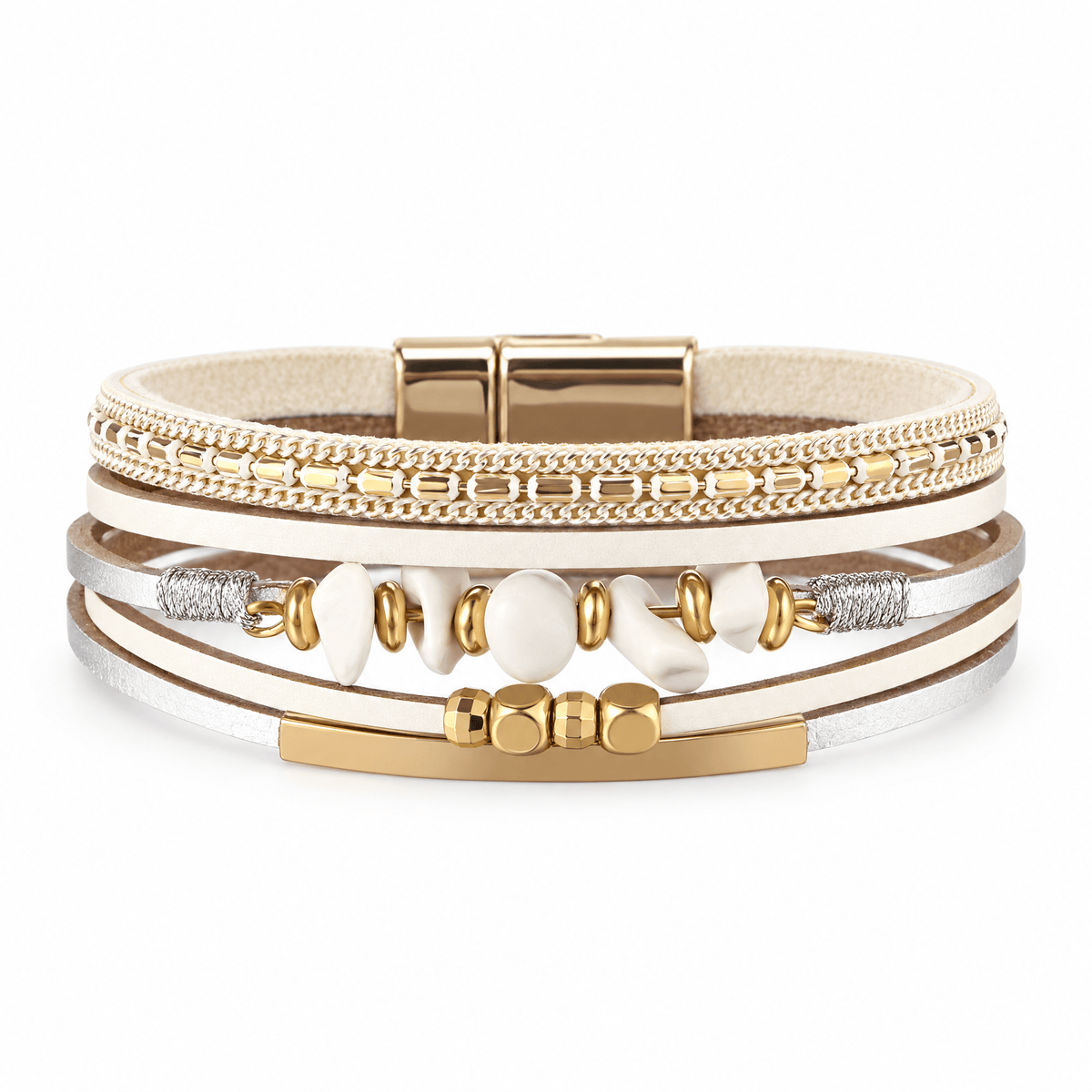 Bracelet Hailey Blanc posé de face sur fond blanc