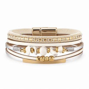 Bracelet Hailey Blanc posé de face sur fond blanc