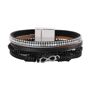 Bracelet multi - rangs, infini et cristal brillant, pour femme, modèle Rakiel - La Boutique du Bracelet