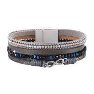 Bracelet multi - rangs, infini et cristal brillant, pour femme, modèle Rakiel - La Boutique du Bracelet