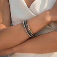 Bracelet multi - rangs, infini et cristal brillant, pour femme, modèle Rakiel - La Boutique du Bracelet