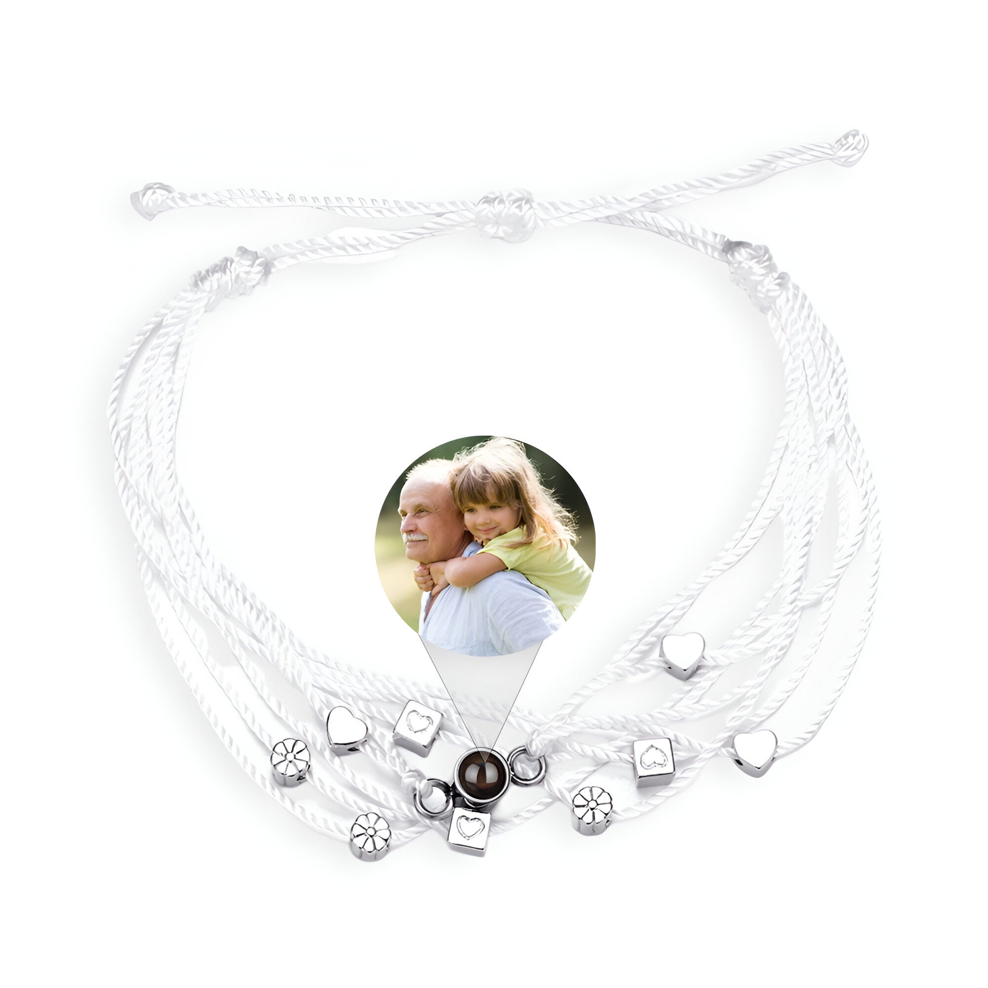 Bracelet multi - rangs photo personnalisé, corde et acier inoxydable, modèle Régine - La Boutique du Bracelet