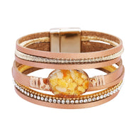 Bracelet multi - rangs, pierre centrale scintillante, pour femme, modèle Kuna - La Boutique du Bracelet
