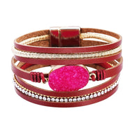 Bracelet multi - rangs, pierre centrale scintillante, pour femme, modèle Kuna - La Boutique du Bracelet
