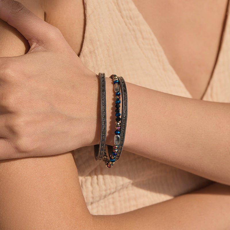 Bracelet multi - rangs, pierres de cristal scintillantes, pour femme, modèle Binou - La Boutique du Bracelet