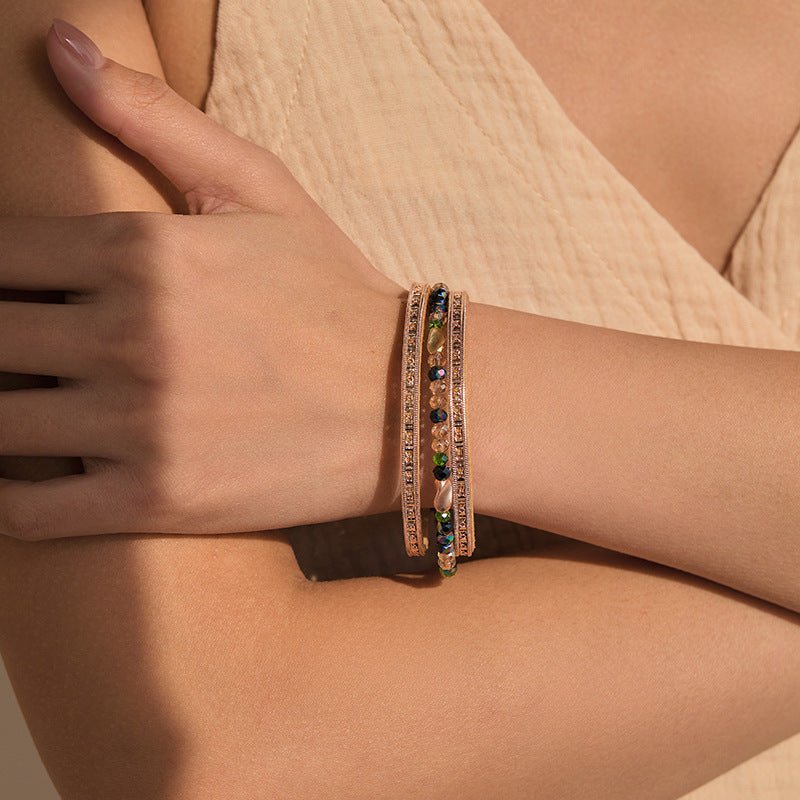 Bracelet multi - rangs, pierres de cristal scintillantes, pour femme, modèle Binou - La Boutique du Bracelet