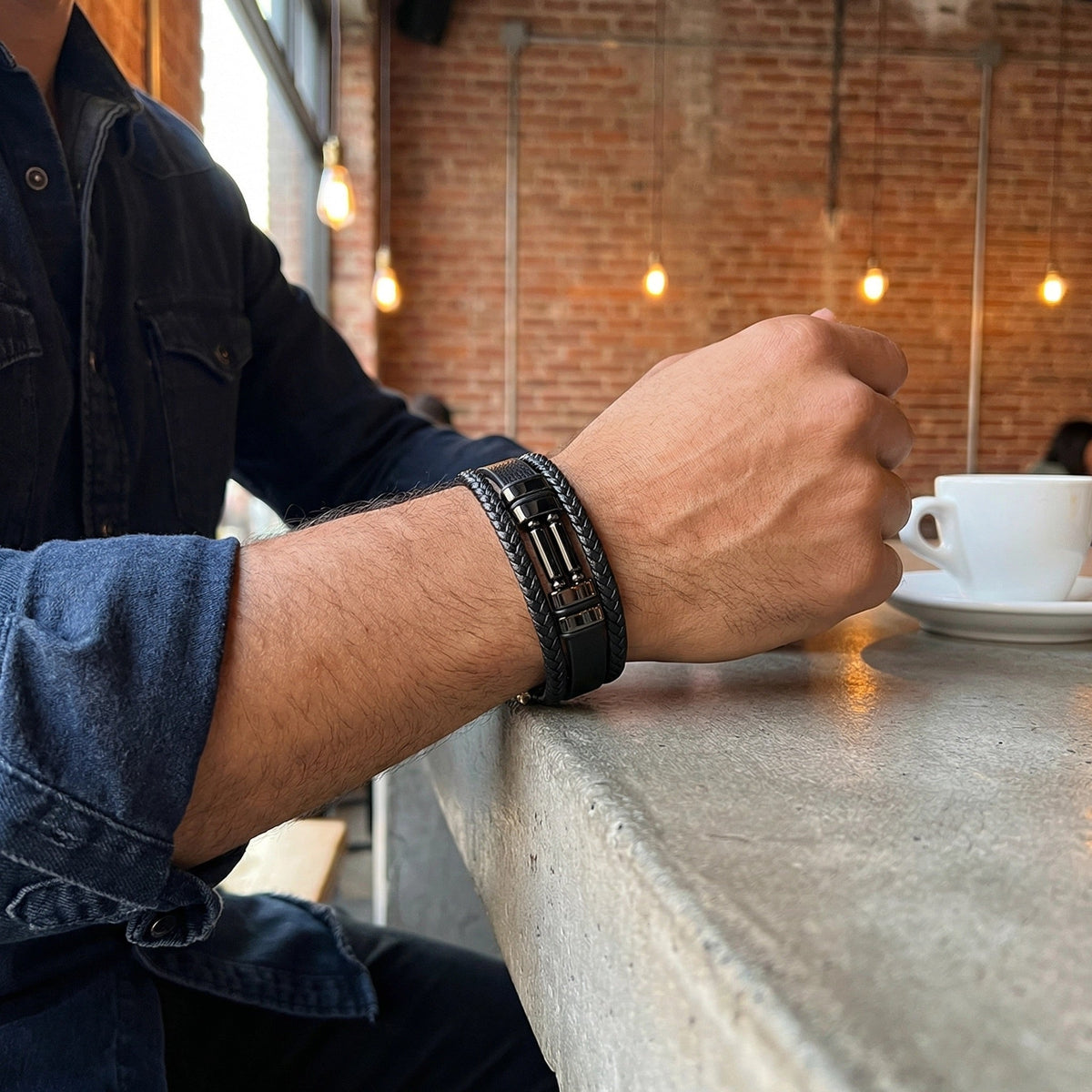 Bracelet multi-rangs pour homme, avec pierres naturelles, modèle Orton