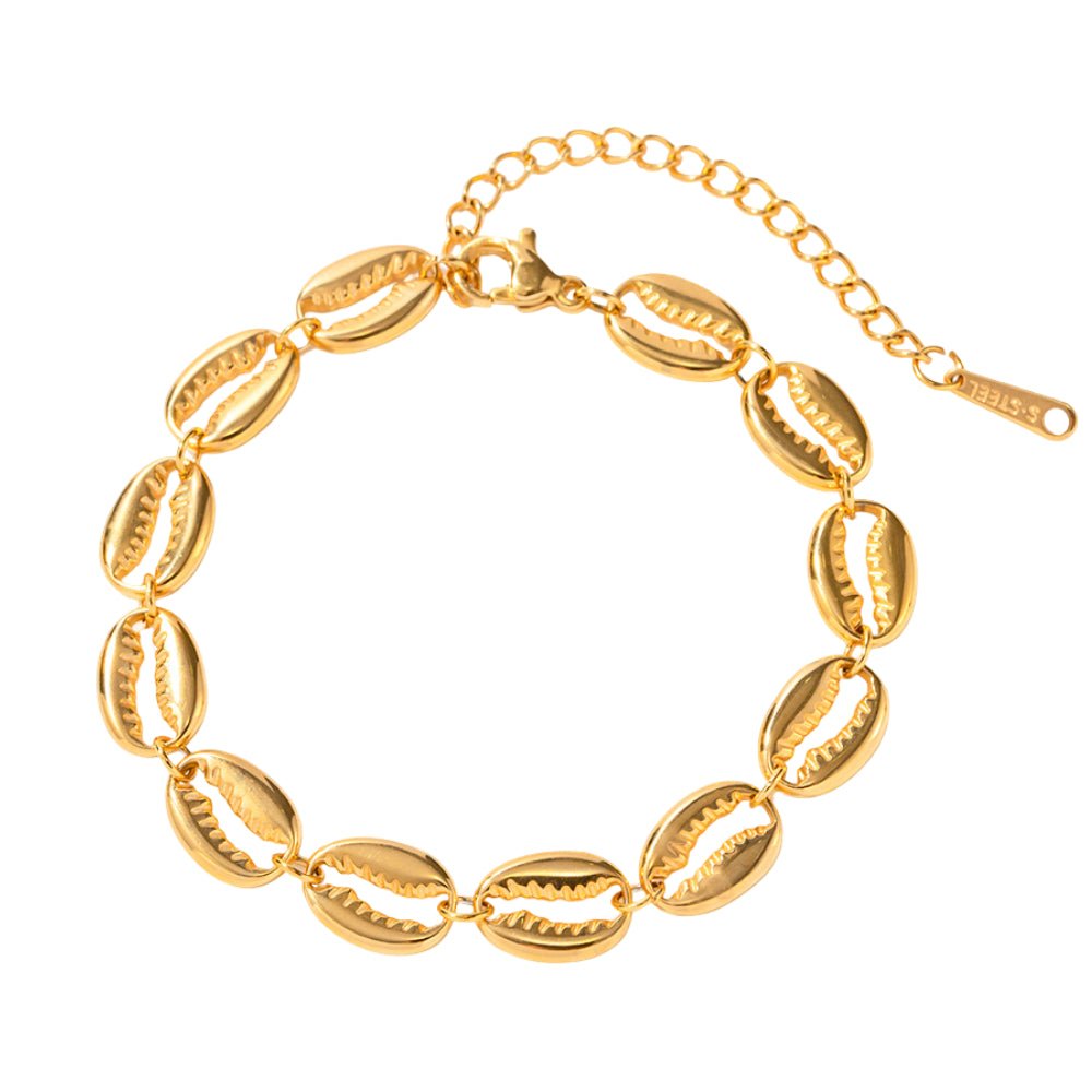 Bracelet multiples coquillages, doré, en acier inoxydable, pour femme, modèle Aralune - La Boutique du Bracelet