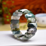 Bracelet naturel en pierres d'agate mousse, aux reflets nuageux, modèle Alula - La Boutique du Bracelet