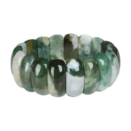 Bracelet naturel en pierres d'agate mousse, aux reflets nuageux, modèle Alula - La Boutique du Bracelet