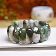 Bracelet naturel en pierres d'agate mousse, aux reflets nuageux, modèle Alula - La Boutique du Bracelet